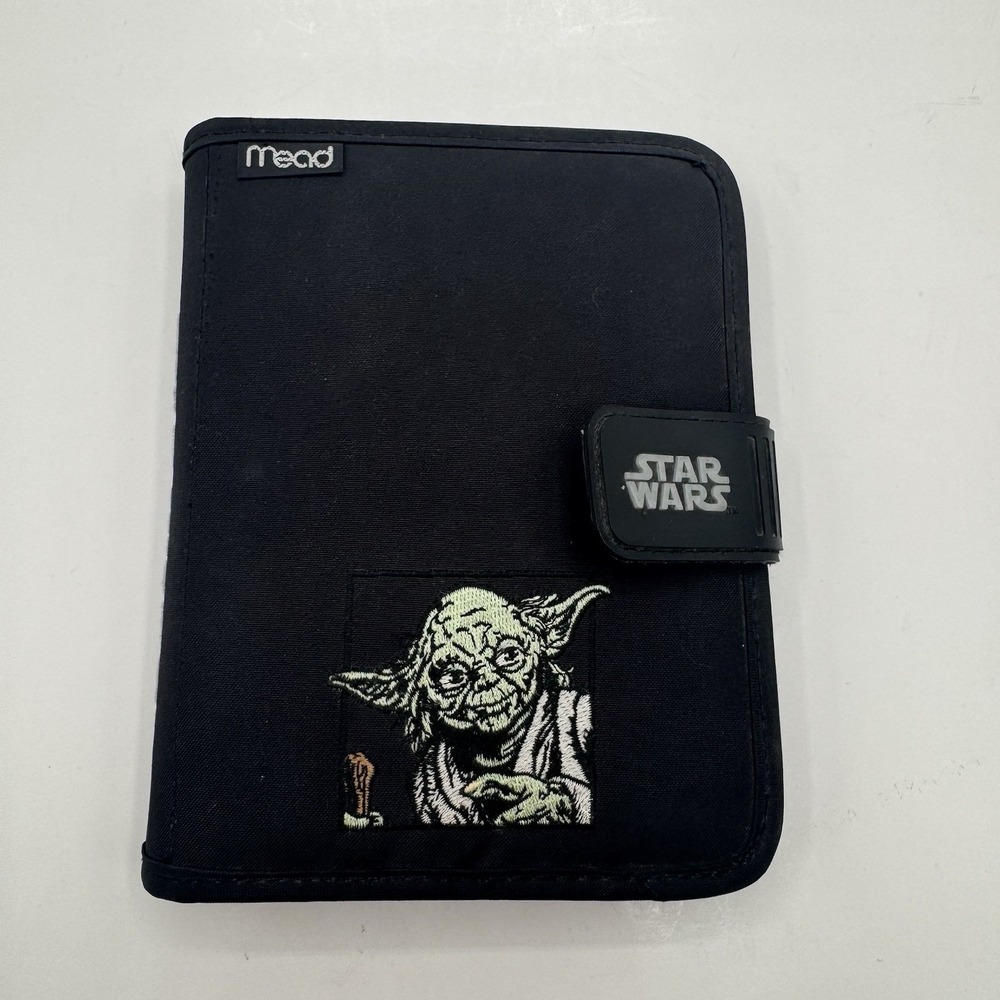 Vtg 90s Mead Star Wars Embroidered Yoda Planner Agenda Organizer Binder Nylon